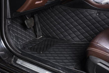 Load image into Gallery viewer, LUXURY CAR MAT - BLACK LEATHER &amp; BLACK STITCHING
