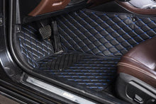 Load image into Gallery viewer, LUXURY CAR MAT - BLACK LEATHER &amp; BLUE STITCHING
