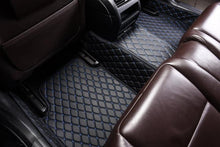 Load image into Gallery viewer, LUXURY CAR MAT - BLACK LEATHER &amp; BLUE STITCHING

