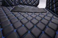 Load image into Gallery viewer, LUXURY CAR MAT - BLACK LEATHER &amp; BLUE STITCHING
