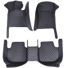 Load image into Gallery viewer, LUXURY CAR MAT - BLACK LEATHER &amp; BLUE STITCHING
