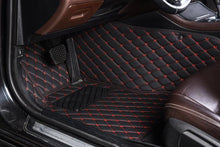 Load image into Gallery viewer, LUXURY CAR MAT - BLACK LEATHER &amp; RED STITCHING

