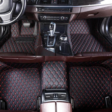 Load image into Gallery viewer, LUXURY CAR MAT - BLACK LEATHER &amp; RED STITCHING
